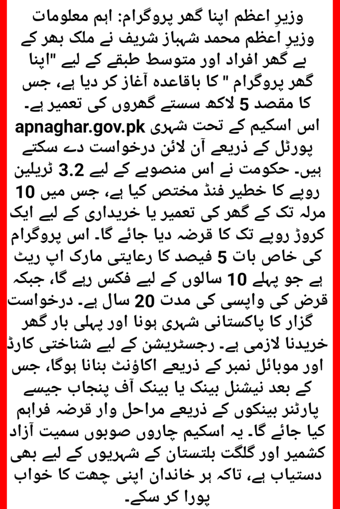 How to Apply on apnaghar.gov.pk